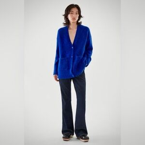 COS Oversized V-neck Alpaca-blend Cardigan in Blue